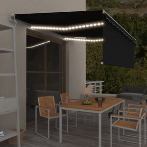 vidaXL markise m. rullegardin + LED + vindsensor 4x3 m auto antracit