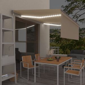 vidaXL markise m. rullegardin + LED + vindsensor 4,5x3 m auto creme