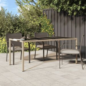 vidaXL havebord 190x90x75 cm hærdet glas og polyrattan beige