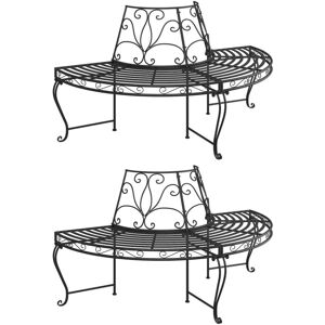 vidaXL bænke til træ 2 stk. Ø160 cm halvrund stål sort