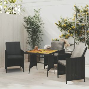 vidaXL havebord 70x70x72 cm polyrattan og massivt akacietræ sort