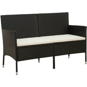 vidaXL 3-personers havesofa med hynde polyrattan sort