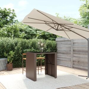 vidaXL barbord med glasplade 105x80x110 cm polyrattan brun