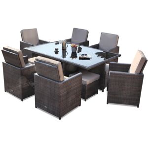 Baihui Star Havesæt 6 Personer M/frostet Glass - Brunmix Polyrattan