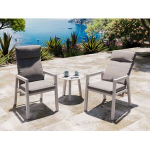 Atleve Jamaica Cafésæt/hvilestolesæt - 2 Stole Og Bord 55 Cm I Hvid Aluminium