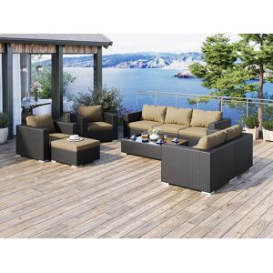 Baihui Moonlight Lounge - Loungsæt I Sort Polyrattan