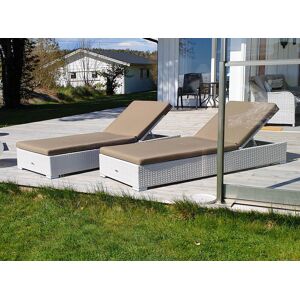 Baihui Sun Daybed - Sæt 2 Solsenge I Hvid Polyrattan