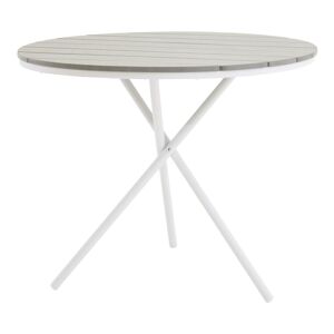 rund Parma udendørs cafébord - grå, hvid aluminium (Ø90)