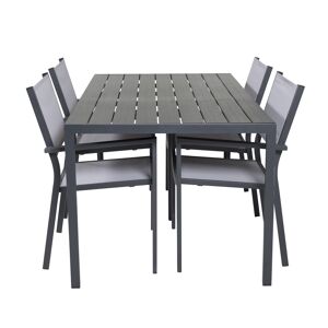 havesæt, m. Break bord (150x90) og 4 Copacabana stole, m. armlæn - aintwood/alu