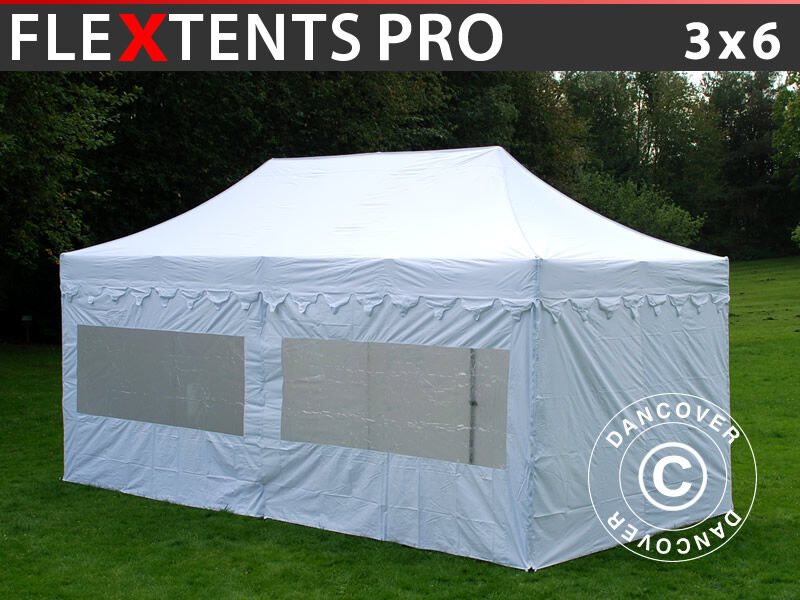 Dancover Foldetelt FleXtents Easy up pavillon PRO "Morocco" 3x6m Hvid, inkl. 6 sider