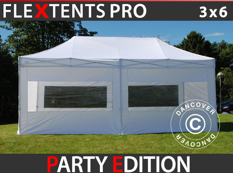 Dancover Foldetelt FleXtents Easy up pavillon PRO 3x6m Hvid, inkl. 6 sider