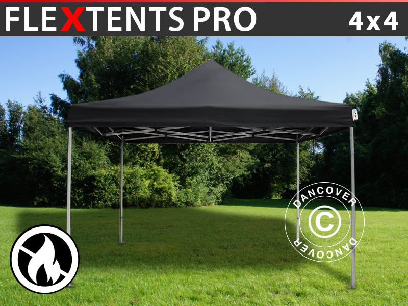 Dancover Foldetelt FleXtents Easy up pavillon PRO 4x4m Sort, Brandhæmmende