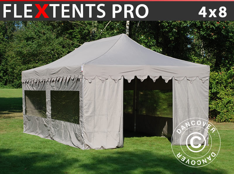 Dancover Foldetelt FleXtents Easy up pavillon PRO "Morocco" 4x8m Latte, inkl. 6 sider