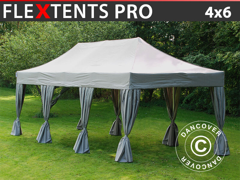 Dancover Foldetelt FleXtents Easy up pavillon PRO 4x6m Latte, inkl. 8 pyntegardiner