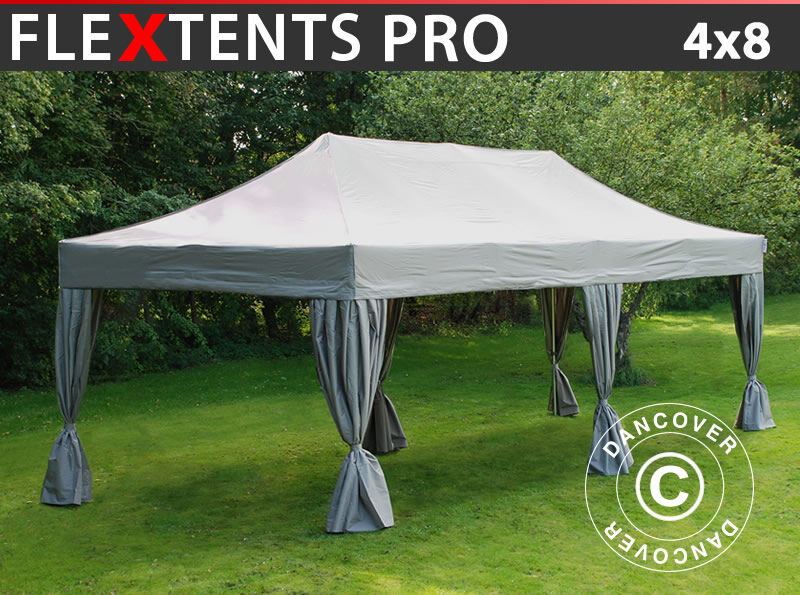 Dancover Foldetelt FleXtents Easy up pavillon PRO 4x8m Latte, inkl. 6 pyntegardiner