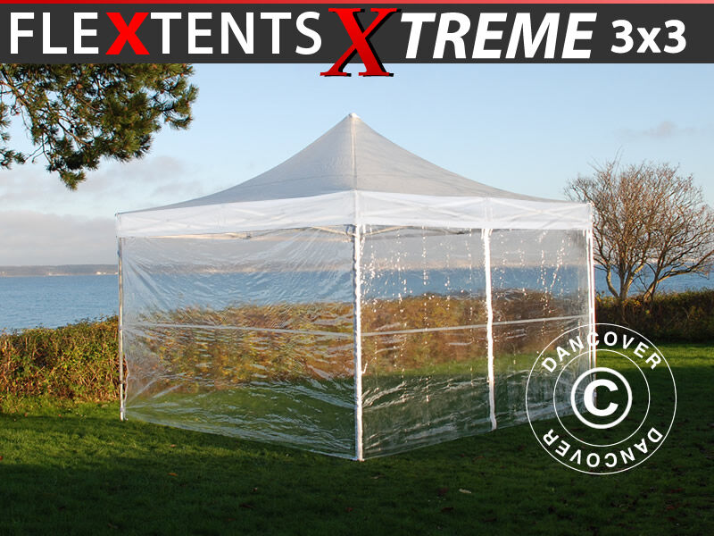 Dancover Foldetelt FleXtents Easy up pavillon Xtreme 50 3x3m Transparent, inkl. 4 sider