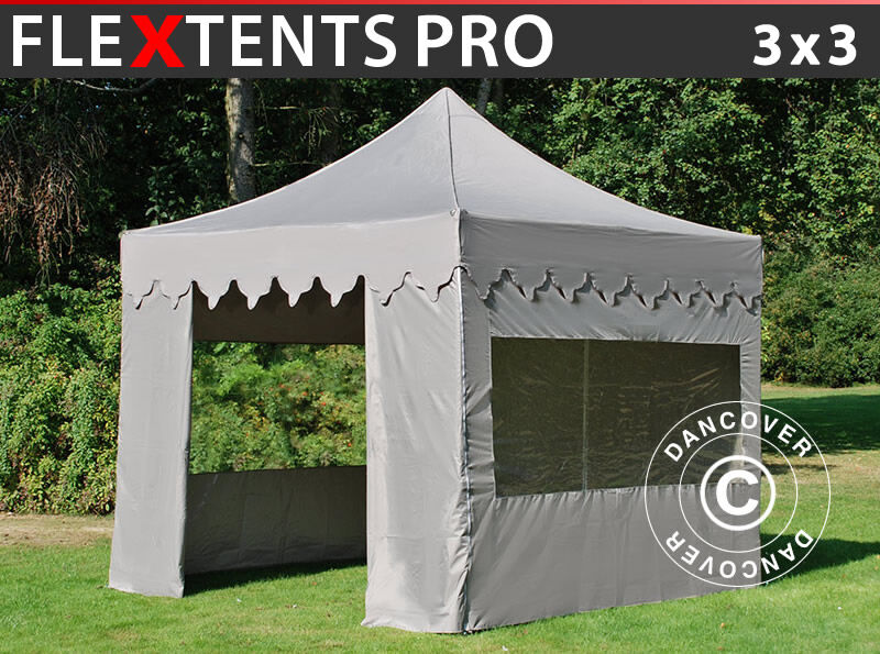 Dancover Foldetelt FleXtents Easy up pavillon PRO "Morocco" 3x3m Latte, inkl. 4 sider