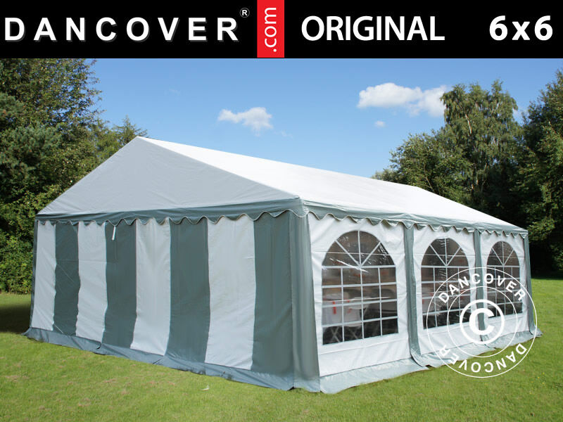 Dancover Partytelt Festtelt Original 6x6m PVC, Grå/Hvid