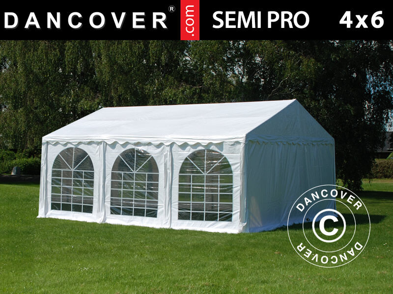 Dancover Partytelt Festtelt SEMI PRO Plus 4x6m PVC, Hvid