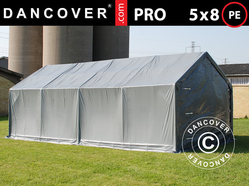 Dancover Lagertelt PRO 5x8x2x3,39m, PE, Grå