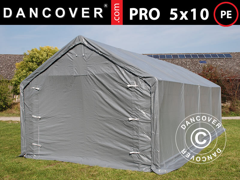 Dancover Lagertelt PRO 5x10x2x3,39m, PE, Grå