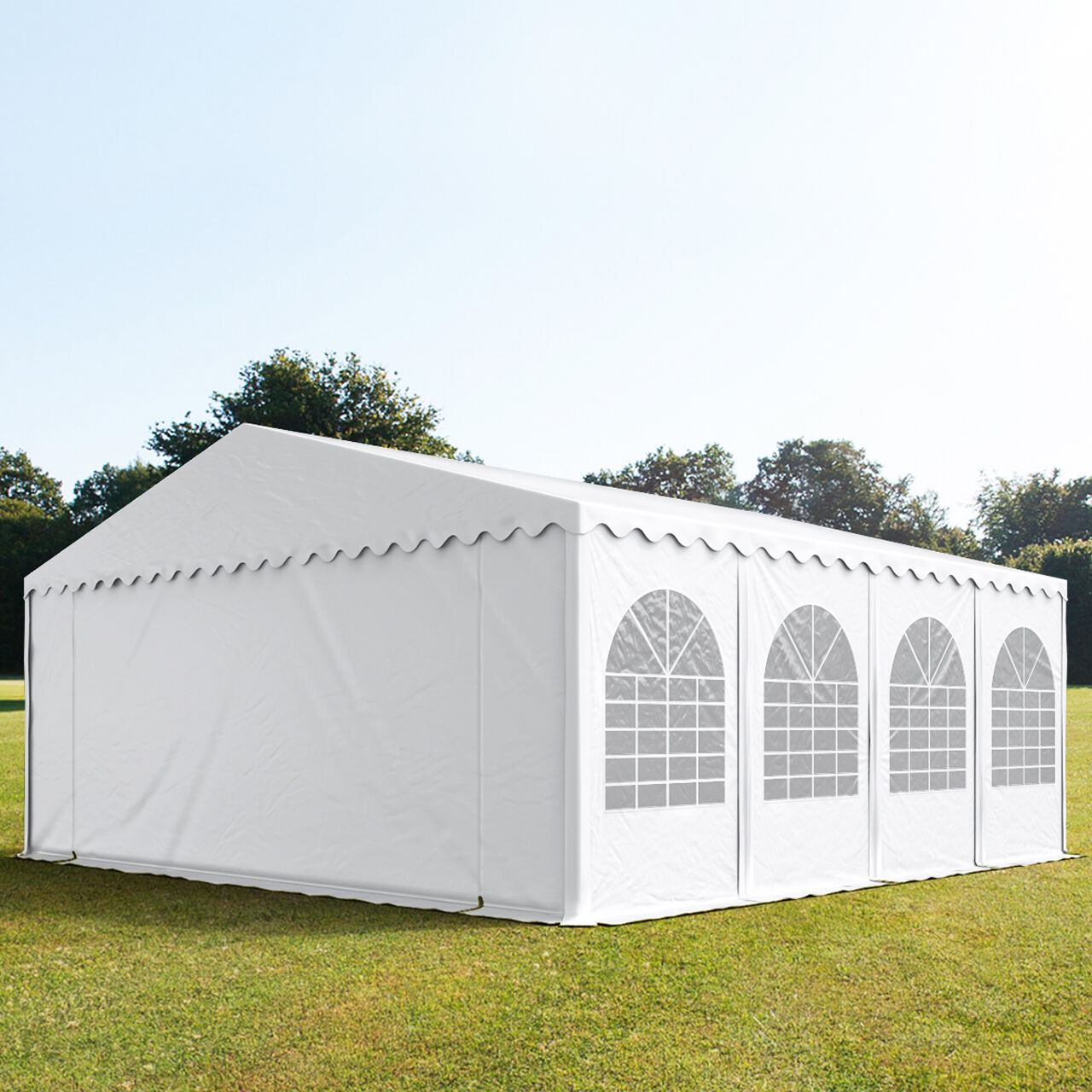 TOOLPORT Partytelt 8x8m PVC 550 g/m² hvid 100 % vandtæt Gartenzelt, Festzelt, Pavillon hvid