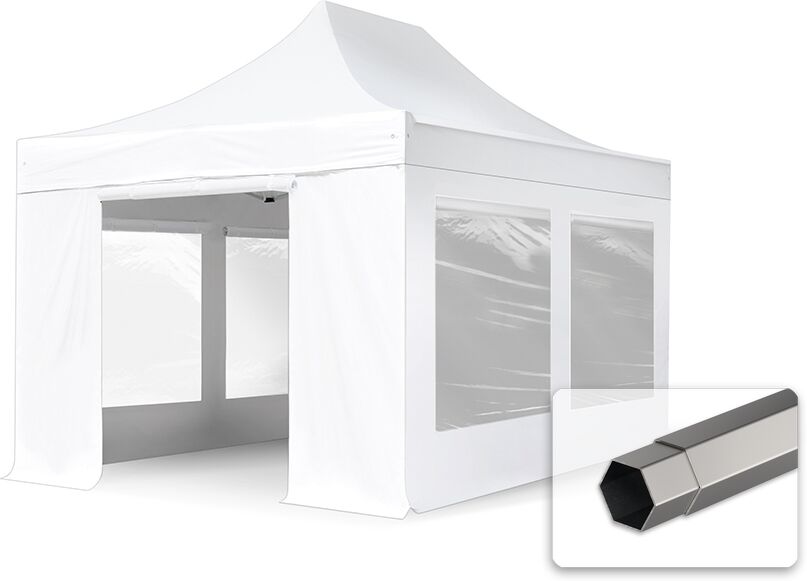 TOOLPORT Easy Up pavillon 3x4,5m Kvalitetspolyester 350 g/m² hvid 100 % vandtæt Faltzelt, Klappzelt hvid