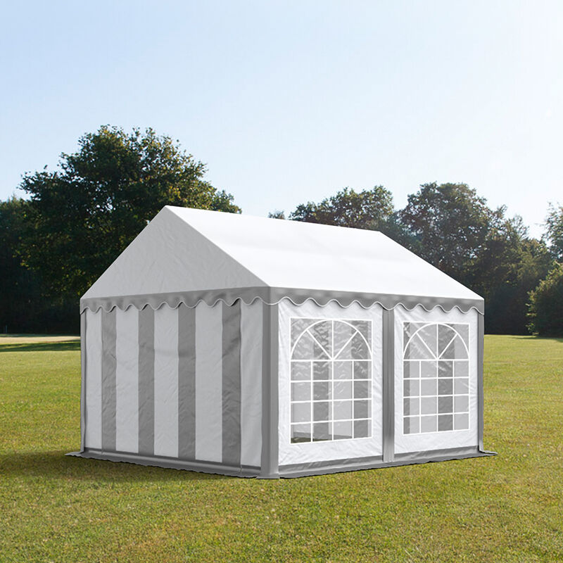 TOOLPORT Partytelt 3x4m PVC 500 g/m² grå og hvid 100 % vandtæt Gartenzelt, Festzelt, Pavillon grå og hvid