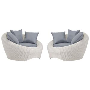 MYLIA Lote de 2 sillones de jardín de resina trenzada color crudo - WHITEHEAVEN