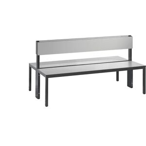 C+P Banco para vestuarios BASIC PLUS, por ambos lados, superficie del asiento de HPL, de media altura, longitud 1500 mm, gris plata