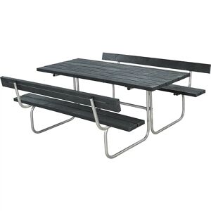 kaiserkraft Banco para grupos de 6 personas, L x P 1770 x 1840 mm, con 2 respaldos, gris