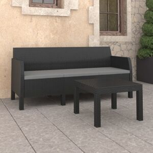 vidaXL Set de muebles de jardín 2 pzas cojines PP ratán gris antracita