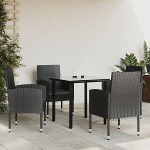 vidaXL Juego De Comedor De Jardín 5 Pzas Ratán Sintético Y Acero Negro