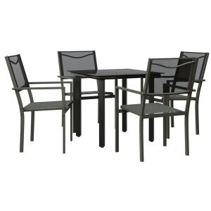 vidaXL Juego De Comedor Para Jardín 5 Piezas Acero Y Textilene Negro