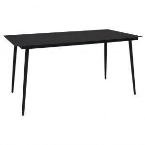 vidaXL Mesa De Comedor De Jardín Acero Y Vidrio Negra 150x80x74 Cm