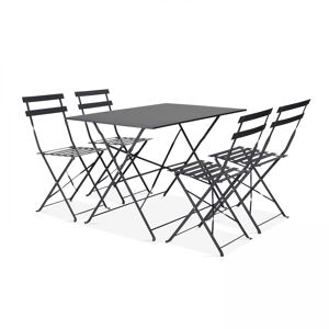 Oviala Mesa de jardín bistró y 4 sillas plegables de acero gris