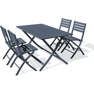 dcb garden Conjunto de comedor de jardín 4 plazas de aluminio gris antracita