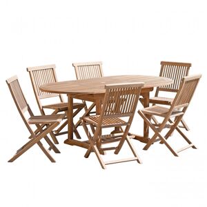 MACABANE Mesa y sillas de jardín de madera de teca 4/6 personas
