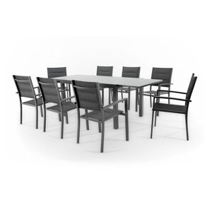 Defora Home Conjunto mesa y sillas jardín 8 plazas aluminio antracita