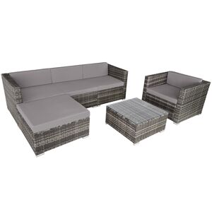 Tectake Conjunto de ratán milano 5 plazas acero gris