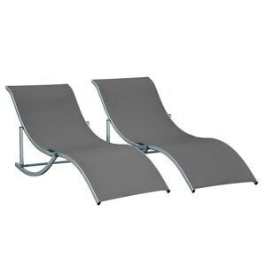 Outsunny Set de 2 tumbonas plegables color gris 165 x 61 x 63 cm