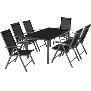 Tectake Conjunto de sillas 6 plazas poliéster aluminio antrac