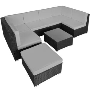 Tectake Conjunto de muebles de ratán venecia 5 plazas acero negro/g