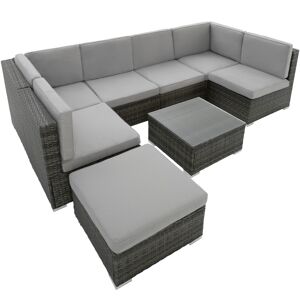Tectake Conjunto de muebles de ratán venecia 5 plazas acero gris