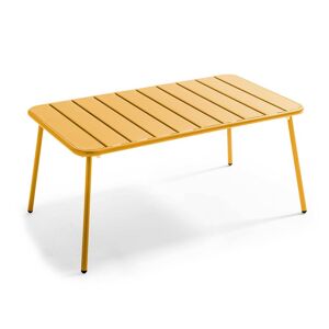 Oviala Mesa de jardín de acero amarillo 90 x 50 cm
