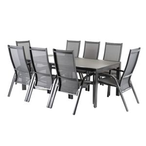 Edenjardin Conjunto de 8 sillones reclinables y mesa extensible 200 a 300 cm