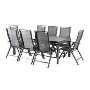 Edenjardin Conjunto de 8 sillones y mesa extensible de aluminio 200 a 300 cm
