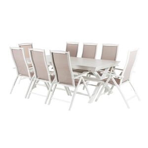 Edenjardin Conjunto 8 sillones reclinables-plegables y mesa extensible 215-295 cm