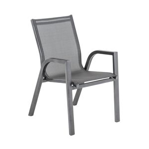 Edenjardin Sillón de terraza de aluminio reforzado antracita 56x66x90 cm