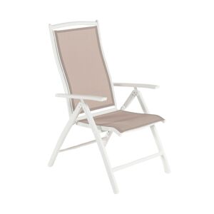 Edenjardin Sillón de exterior reclinable de aluminio blanco